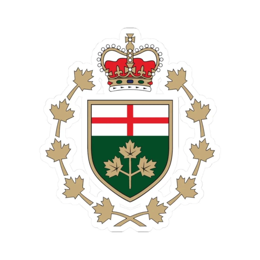 Emblem of the Lieutenant Governor of Ontario (Canada) (Coat of Arms) STICKER Vinyl Kiss-Cut Decal 2 Inch White - The Sticker Space