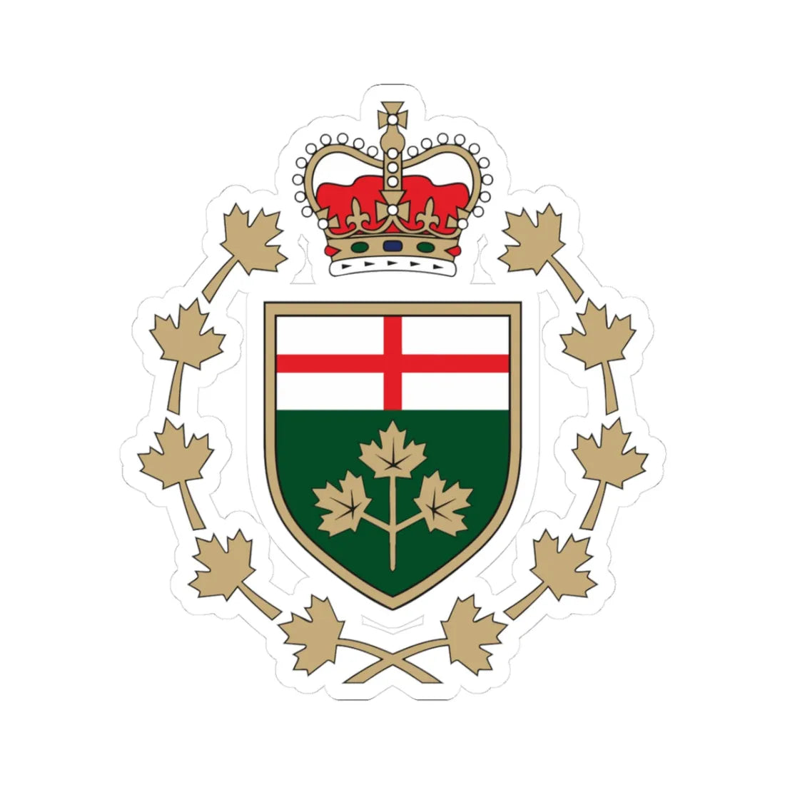 Emblem of the Lieutenant Governor of Ontario (Canada) (Coat of Arms) STICKER Vinyl Kiss-Cut Decal 3 Inch White - The Sticker Space
