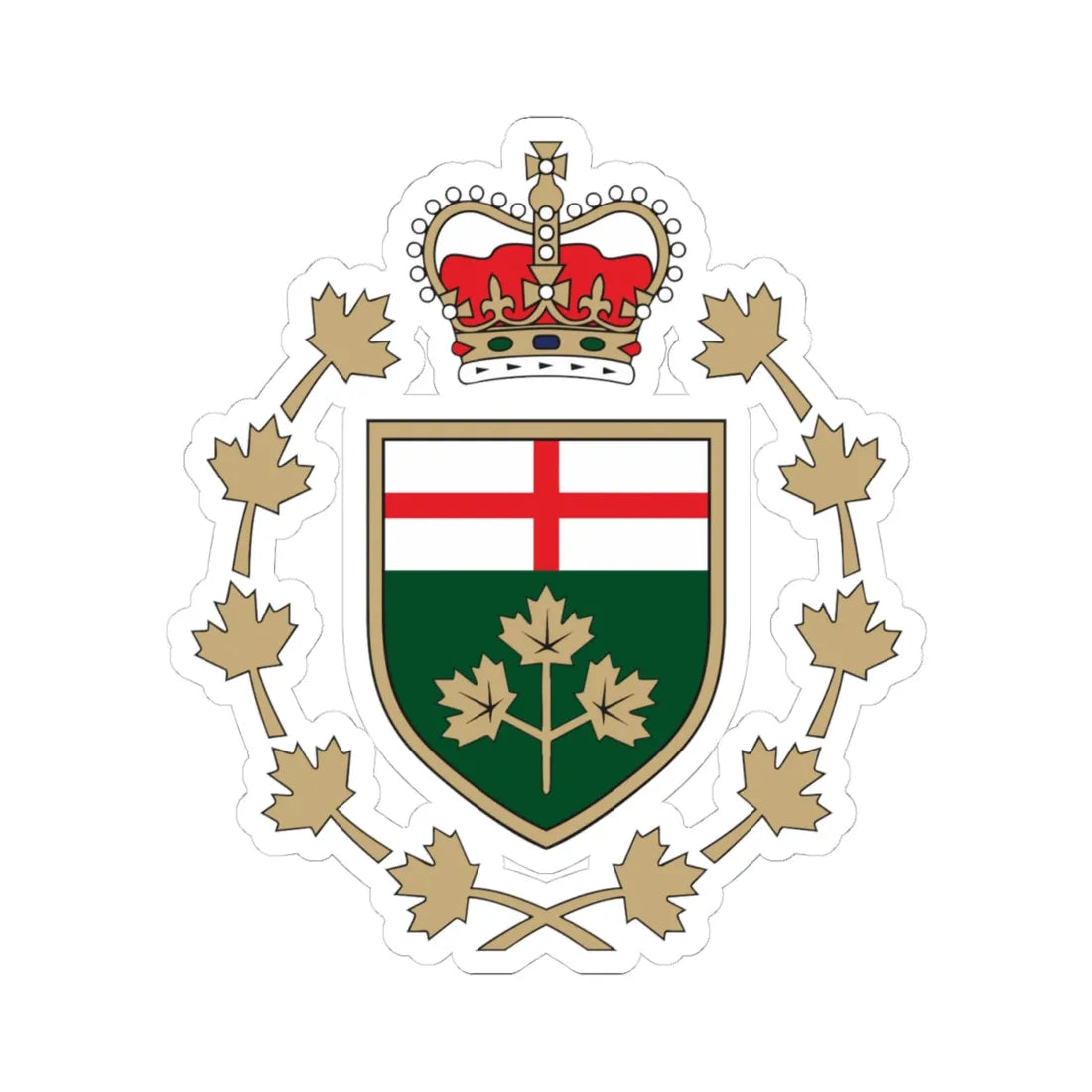 Emblem of the Lieutenant Governor of Ontario (Canada) (Coat of Arms) STICKER Vinyl Kiss-Cut Decal 4 Inch White - The Sticker Space