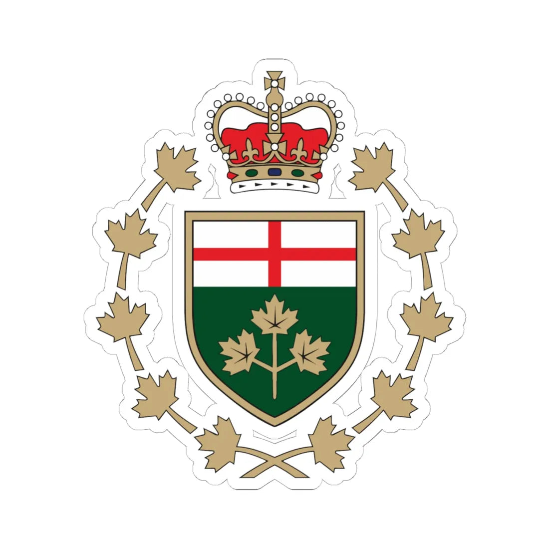 Emblem of the Lieutenant Governor of Ontario (Canada) (Coat of Arms) STICKER Vinyl Kiss-Cut Decal 6 Inch White - The Sticker Space