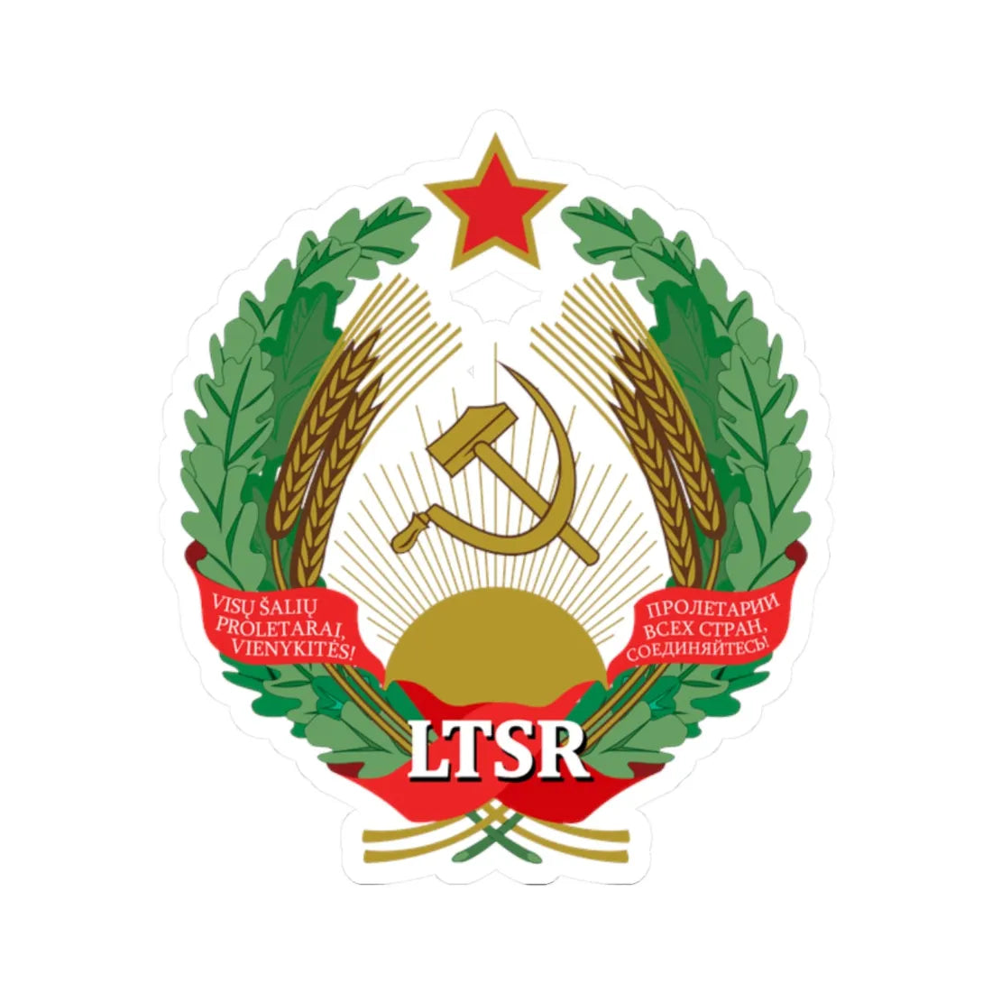 Emblem of the Lithuanian SSR (Lithuania) (Coat of Arms) STICKER Vinyl Kiss-Cut Decal 2 Inch White - The Sticker Space