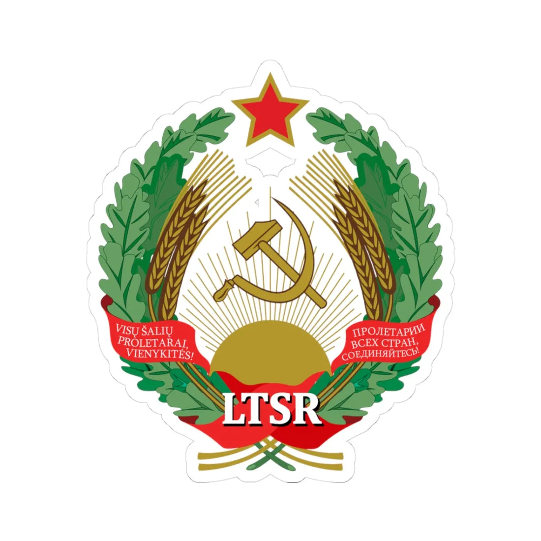 Emblem of the Lithuanian SSR (Lithuania) (Coat of Arms) STICKER Vinyl Kiss-Cut Decal 3 Inch White - The Sticker Space
