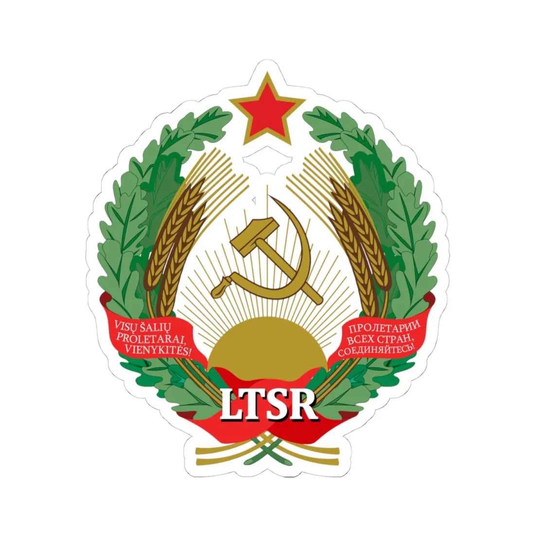 Emblem of the Lithuanian SSR (Lithuania) (Coat of Arms) STICKER Vinyl Kiss-Cut Decal 4 Inch White - The Sticker Space