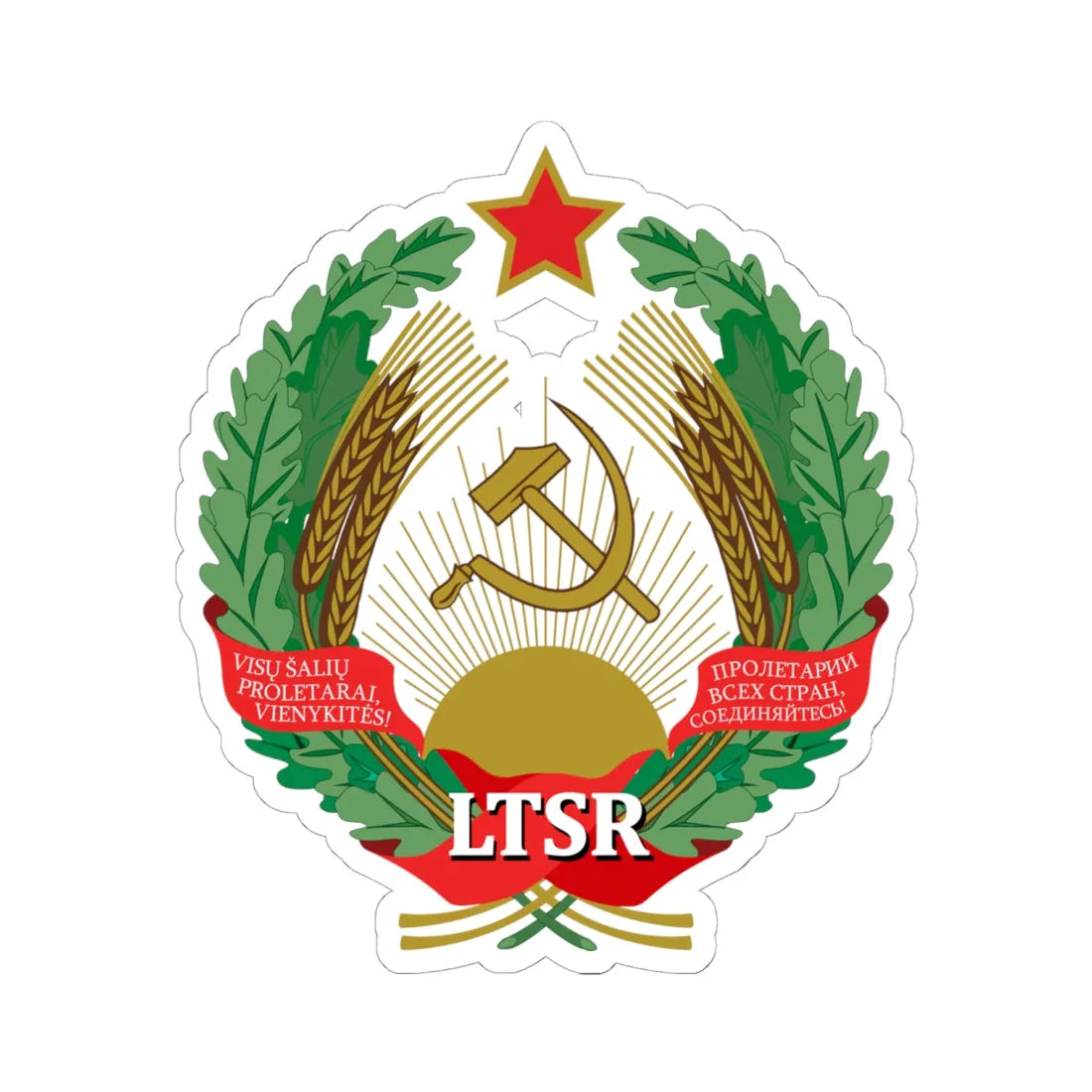 Emblem of the Lithuanian SSR (Lithuania) (Coat of Arms) STICKER Vinyl Kiss-Cut Decal 6 Inch White - The Sticker Space