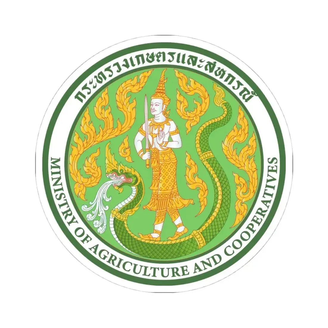 Emblem of the Ministry of Agriculture and Cooperatives (Thailand) STICKER Vinyl Kiss-Cut Decal 4 Inch White - The Sticker Space