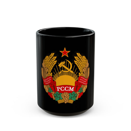 Emblem of the Moldavian SSR (1941-1957) - Black Coffee Mug-15oz-The Sticker Space