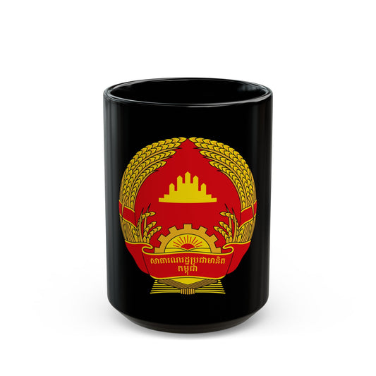 Emblem of the People's Republic of Kampuchea (1981-1989) - Black Coffee Mug-15oz-The Sticker Space