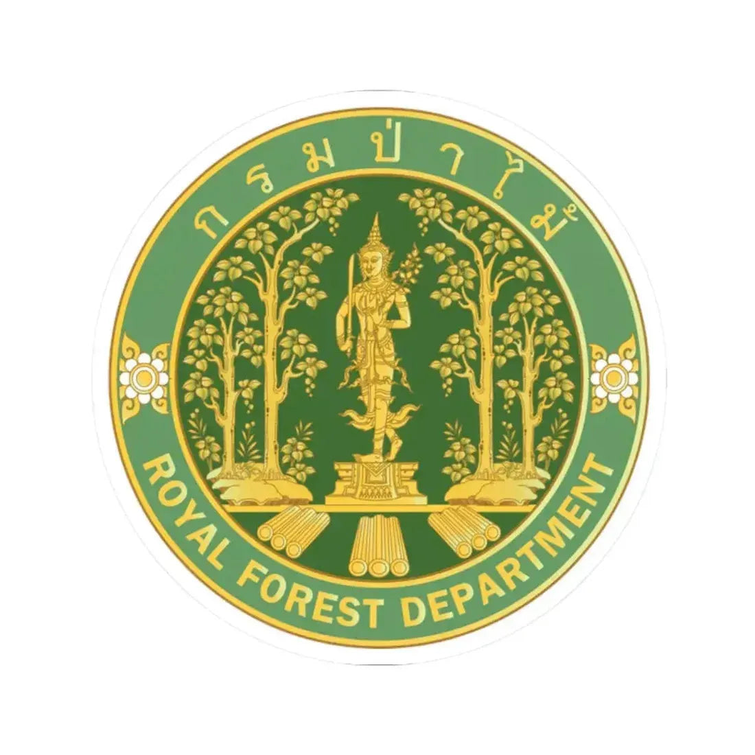 Emblem of the Royal Forest Department Thailand 2023 (Thailand) STICKER Vinyl Kiss-Cut Decal 2 Inch White - The Sticker Space