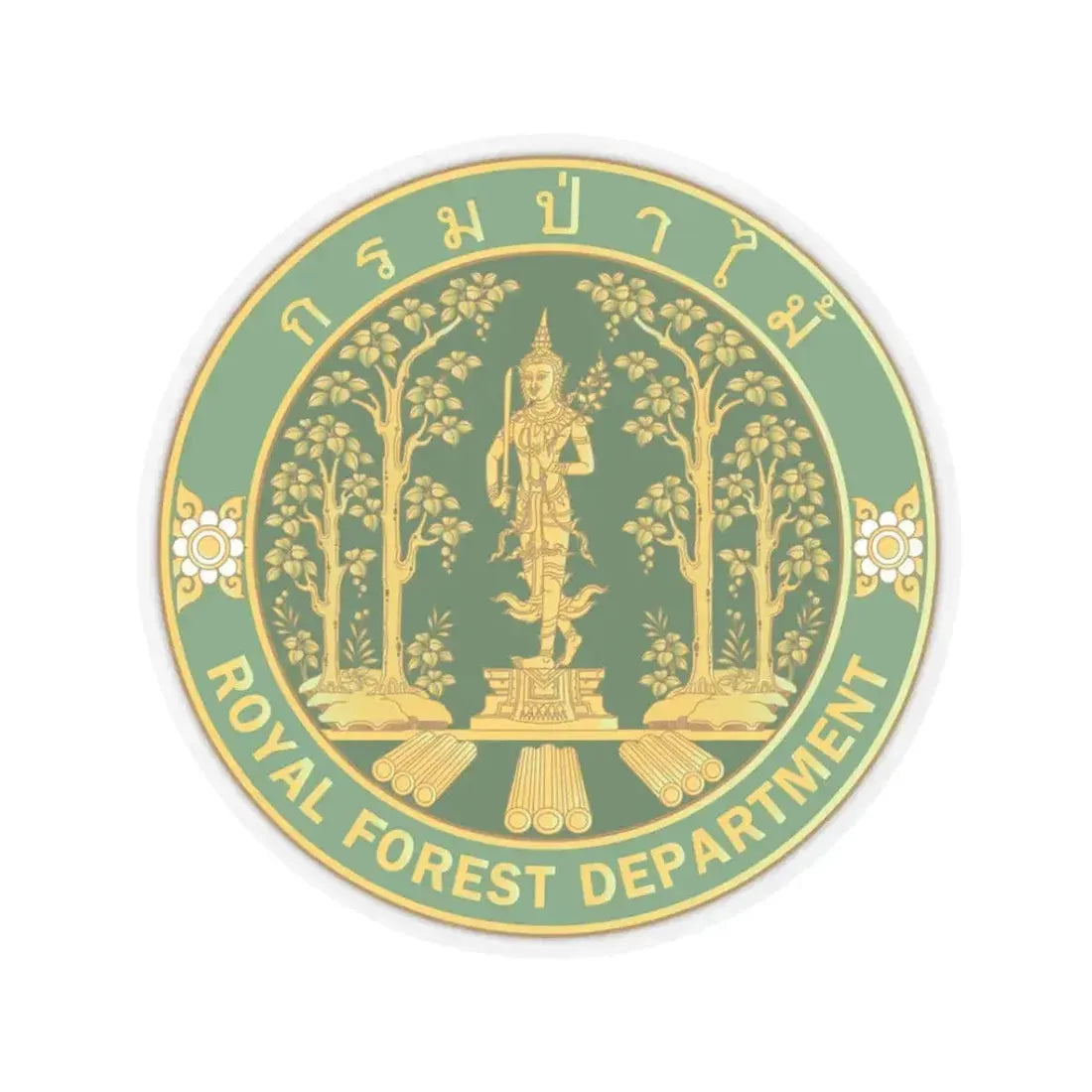 Emblem of the Royal Forest Department Thailand 2023 (Thailand) STICKER Vinyl Kiss-Cut Decal 3 Inch Transparent - The Sticker Space