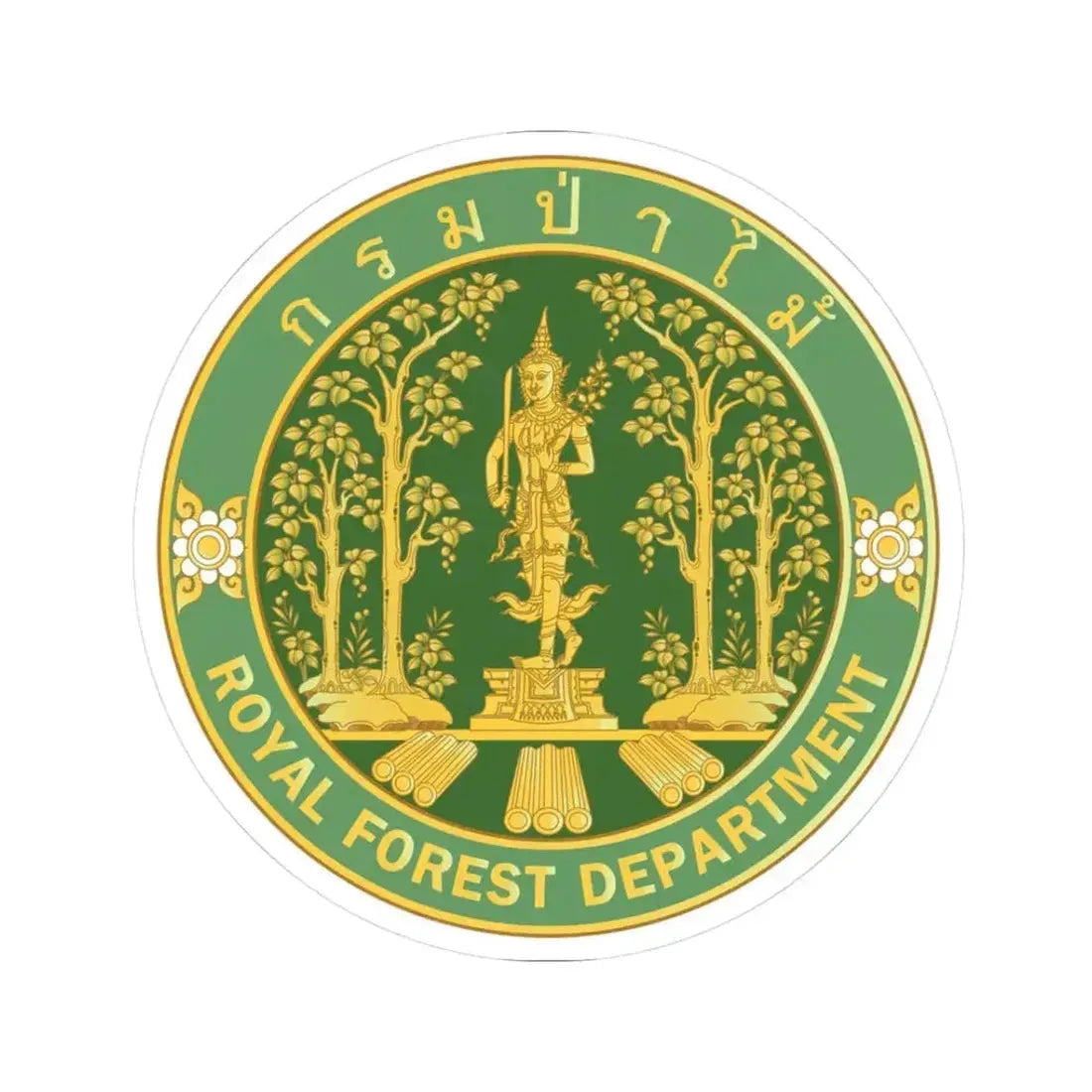 Emblem of the Royal Forest Department Thailand 2023 (Thailand) STICKER Vinyl Kiss-Cut Decal 3 Inch White - The Sticker Space