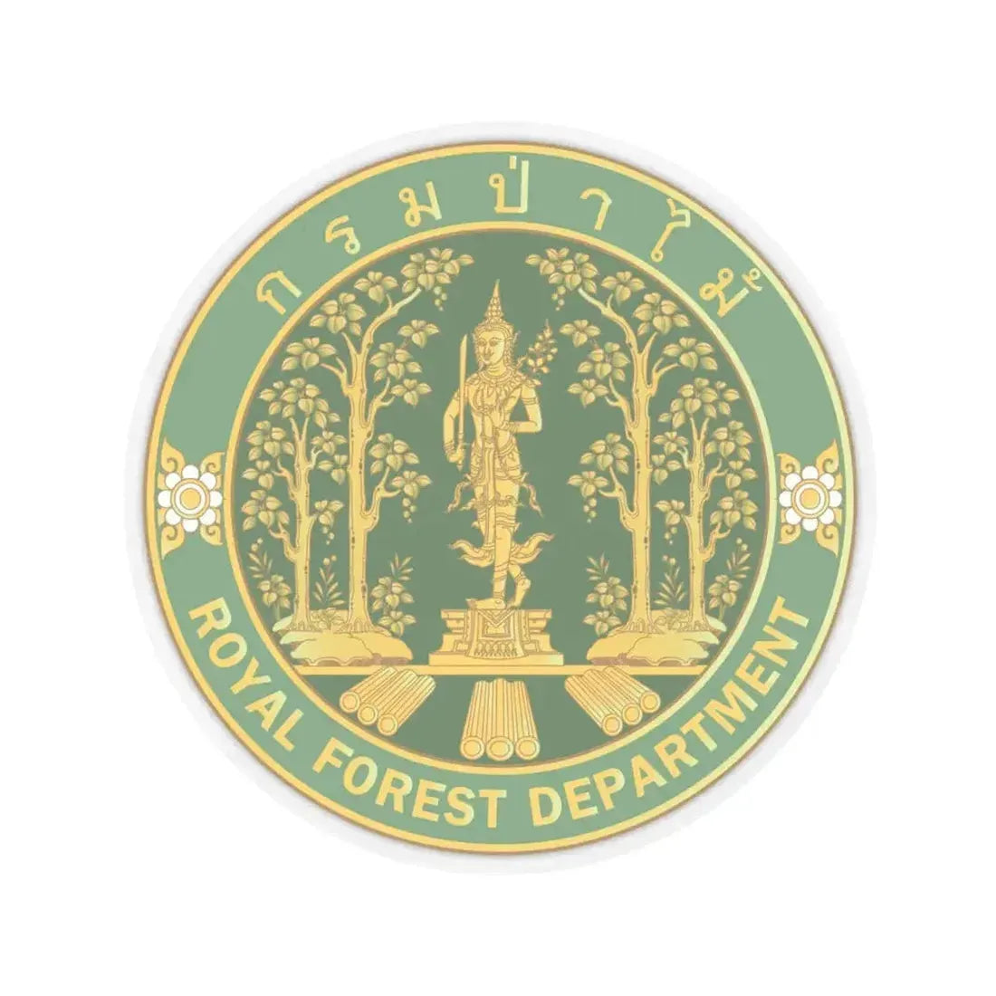 Emblem of the Royal Forest Department Thailand 2023 (Thailand) STICKER Vinyl Kiss-Cut Decal 4 Inch Transparent - The Sticker Space