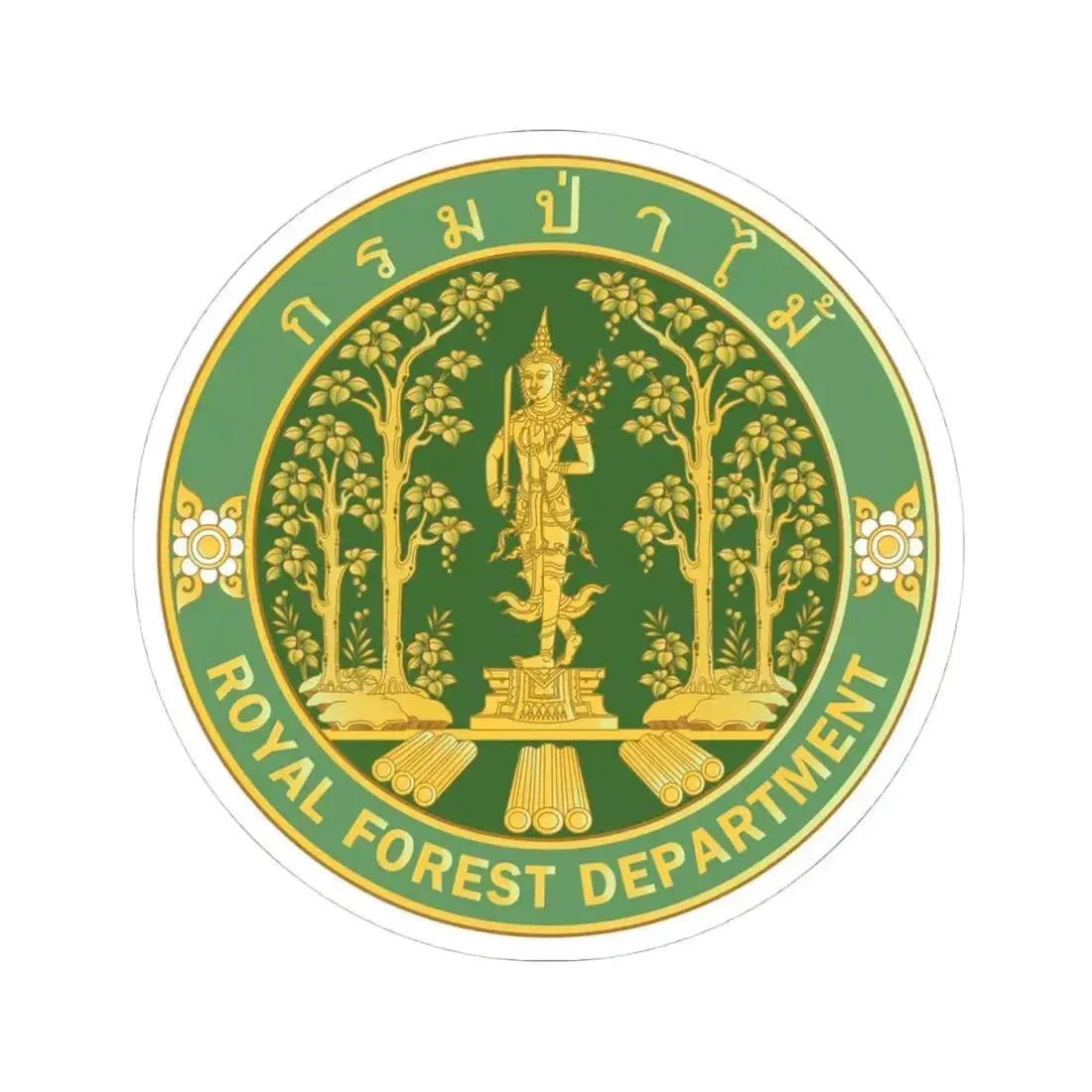 Emblem of the Royal Forest Department Thailand 2023 (Thailand) STICKER Vinyl Kiss-Cut Decal 4 Inch White - The Sticker Space