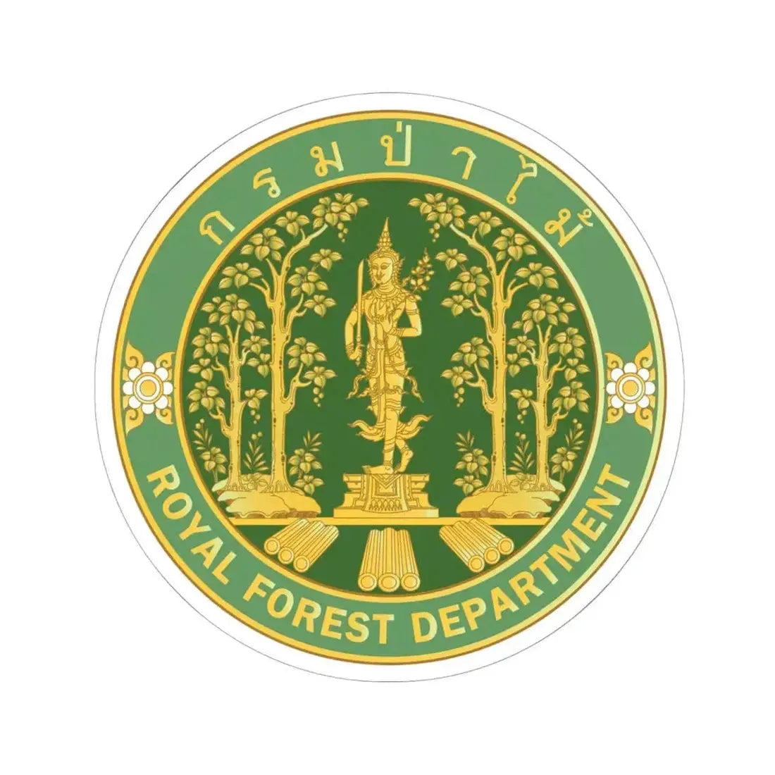 Emblem of the Royal Forest Department Thailand 2023 (Thailand) STICKER Vinyl Kiss-Cut Decal 6 Inch White - The Sticker Space