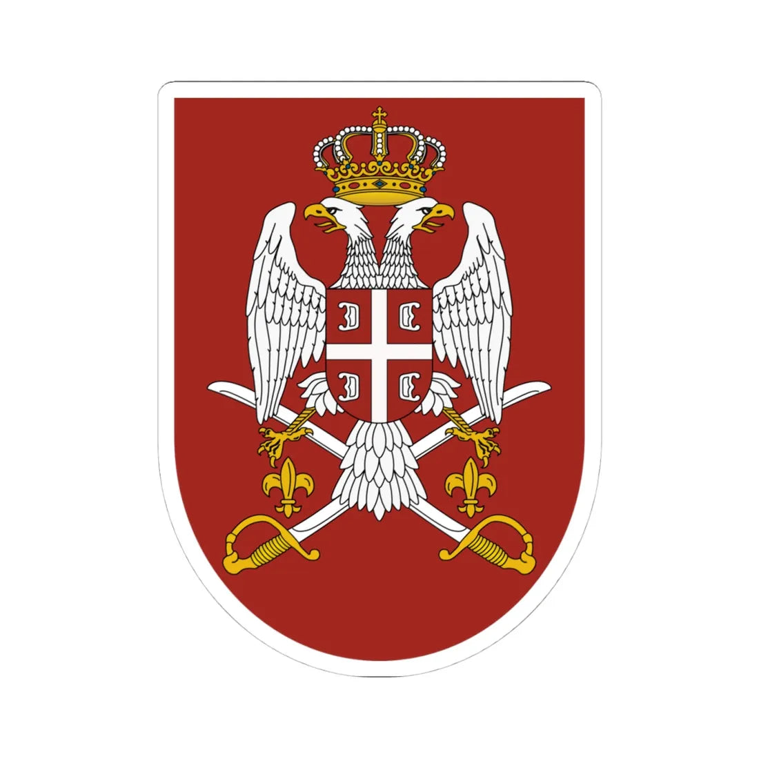 Emblem of the Serbian Armed Forces (Serbia) (Coat of Arms) STICKER Vinyl Kiss-Cut Decal 4 Inch White - The Sticker Space