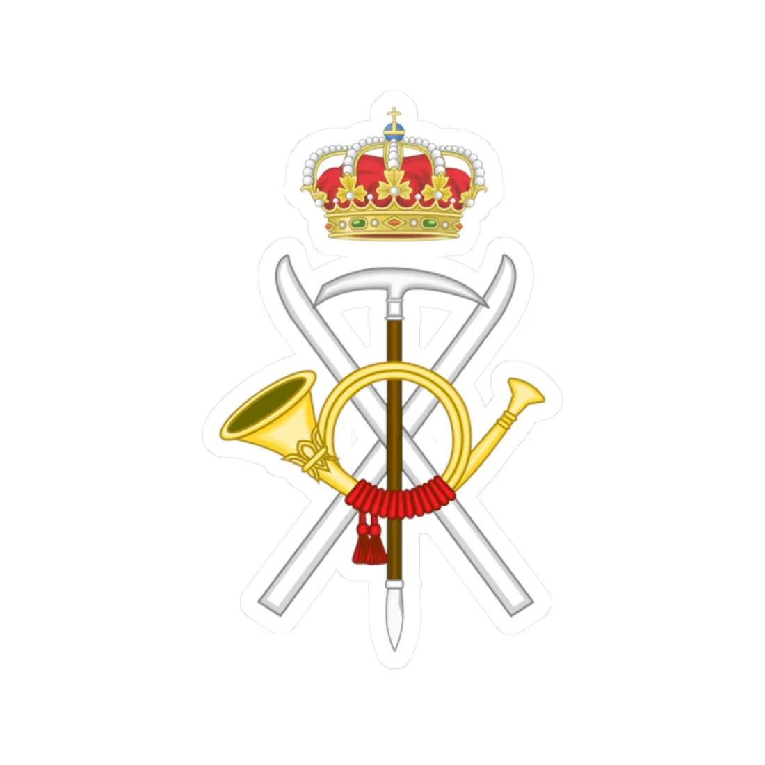 Emblem of the Spanish Army Mountain Forces (Spain) (Coat of Arms) STICKER Vinyl Kiss-Cut Decal 2 Inch White - The Sticker Space