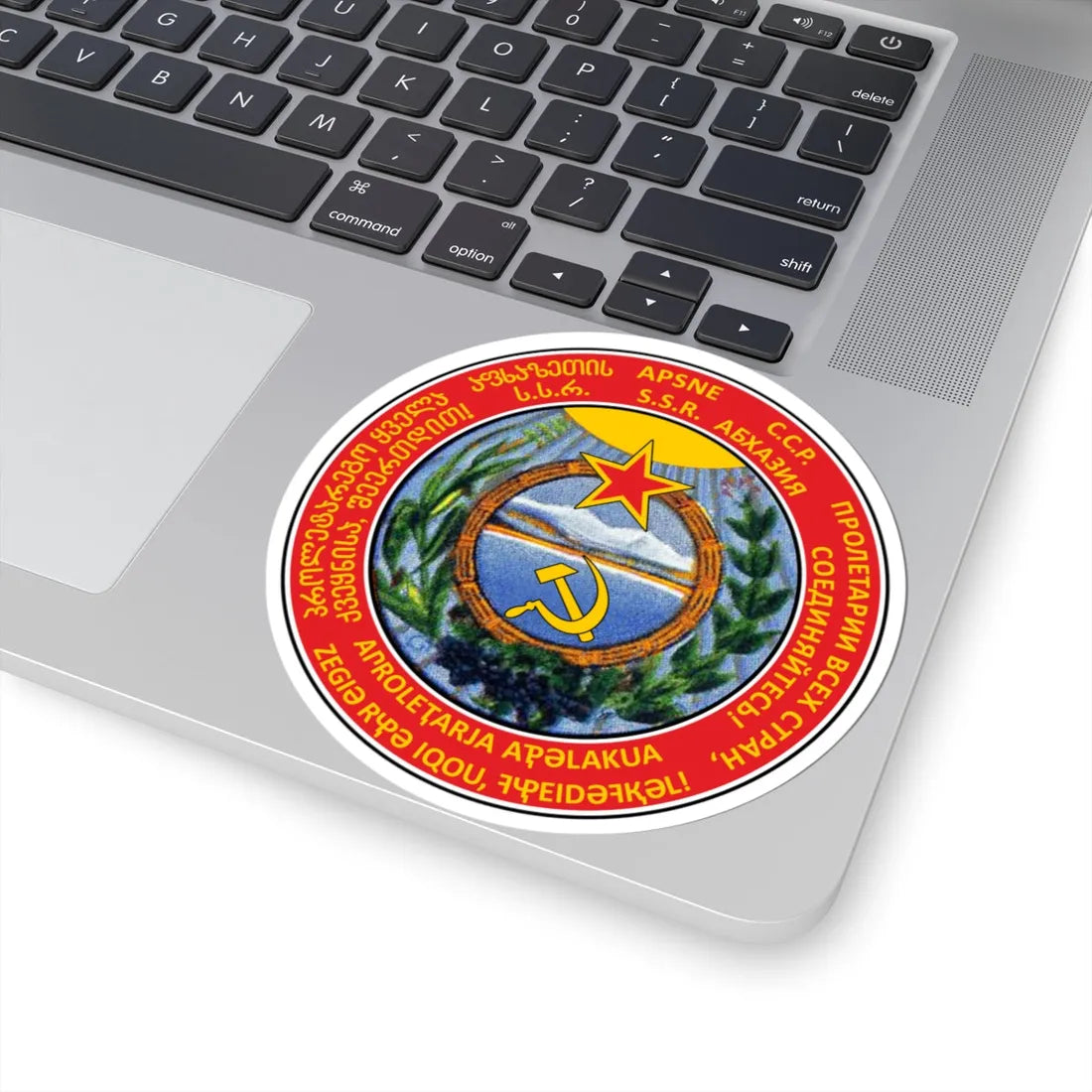 Emblem of the SSR of Abkhazia 1928-1931 (Georgia) (Coat of Arms) STICKER Vinyl Kiss-Cut Decal - The Sticker Space