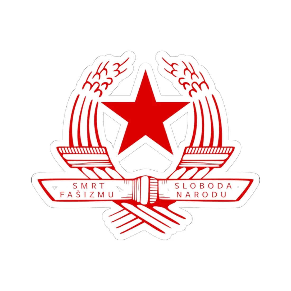 Emblem of the State Anti-fascist Council for the National Liberation of Croatia (Croatia) (Coat of Arms) STICKER Vinyl Kiss-Cut Decal 4 Inch White - The Sticker Space