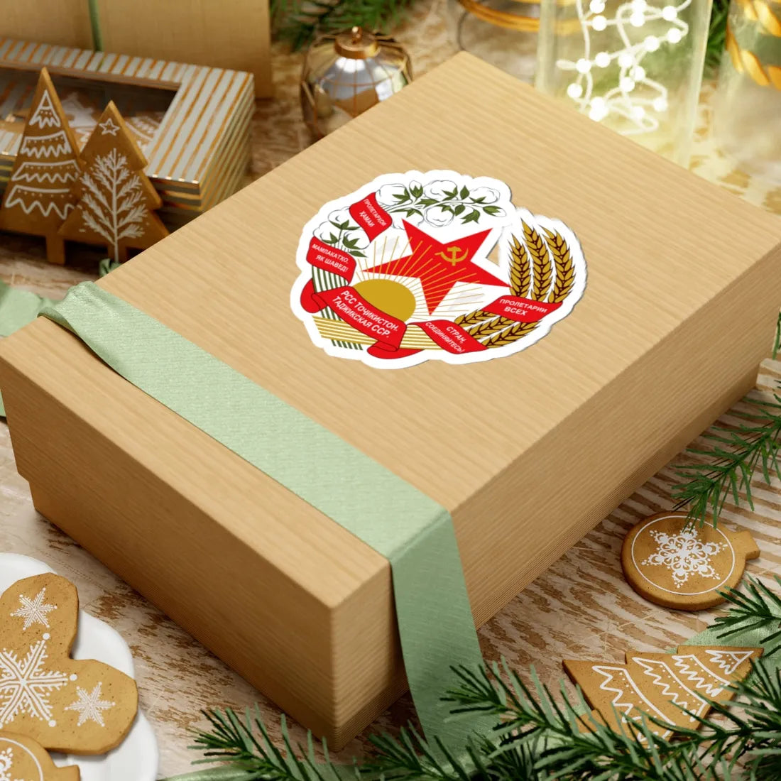 Emblem of the Tajik SSR (Soviet Union) (Coat of Arms) STICKER Vinyl Kiss-Cut Decal - The Sticker Space