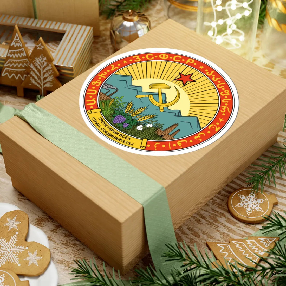 Emblem of the Transcaucasian SFSR 1924-1930 (Soviet Union) (Coat of Arms) STICKER Vinyl Kiss-Cut Decal - The Sticker Space