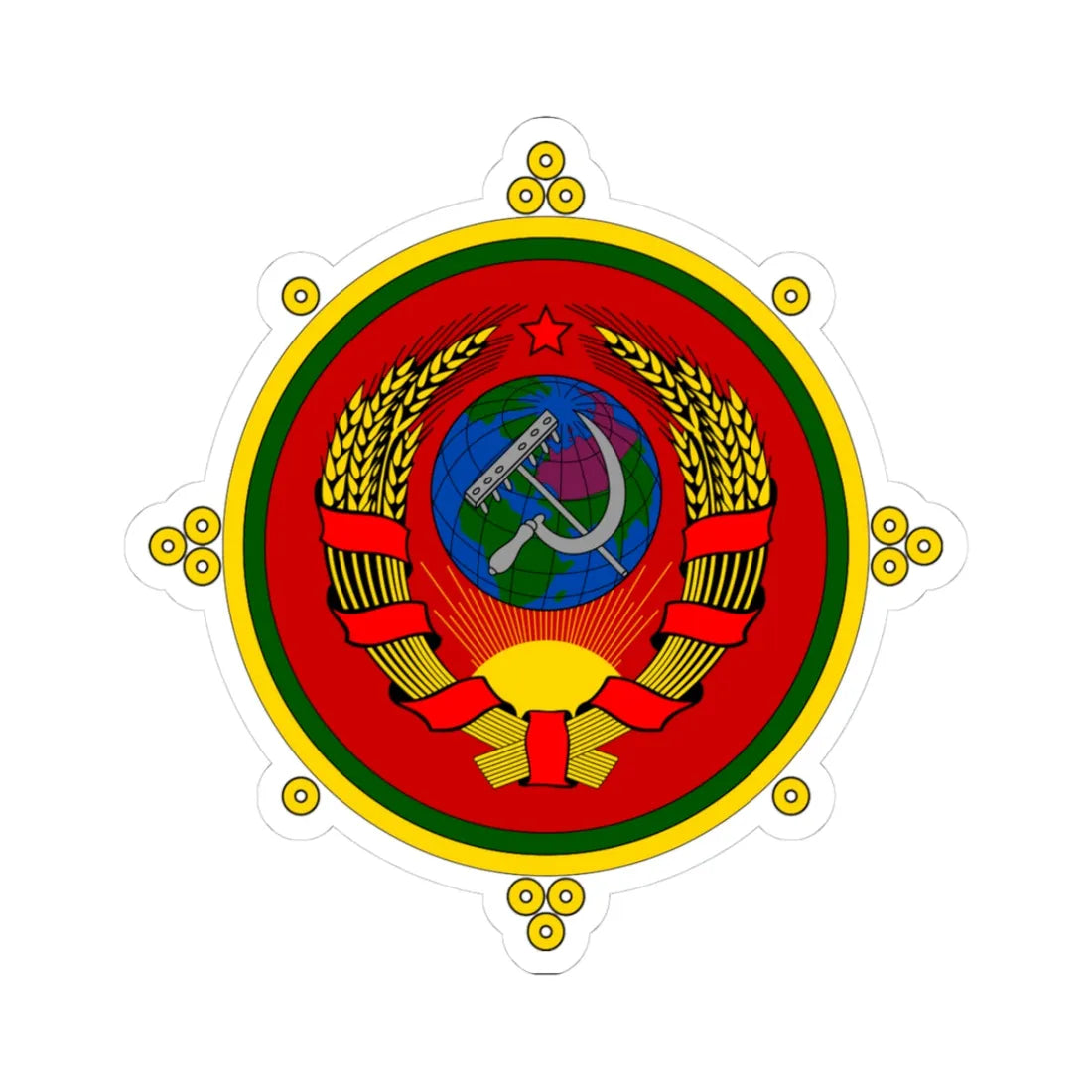 Emblem of the Tuvan Peoples Republic 1930 (Soviet Union) (Coat of Arms) STICKER Vinyl Kiss-Cut Decal 3 Inch White - The Sticker Space