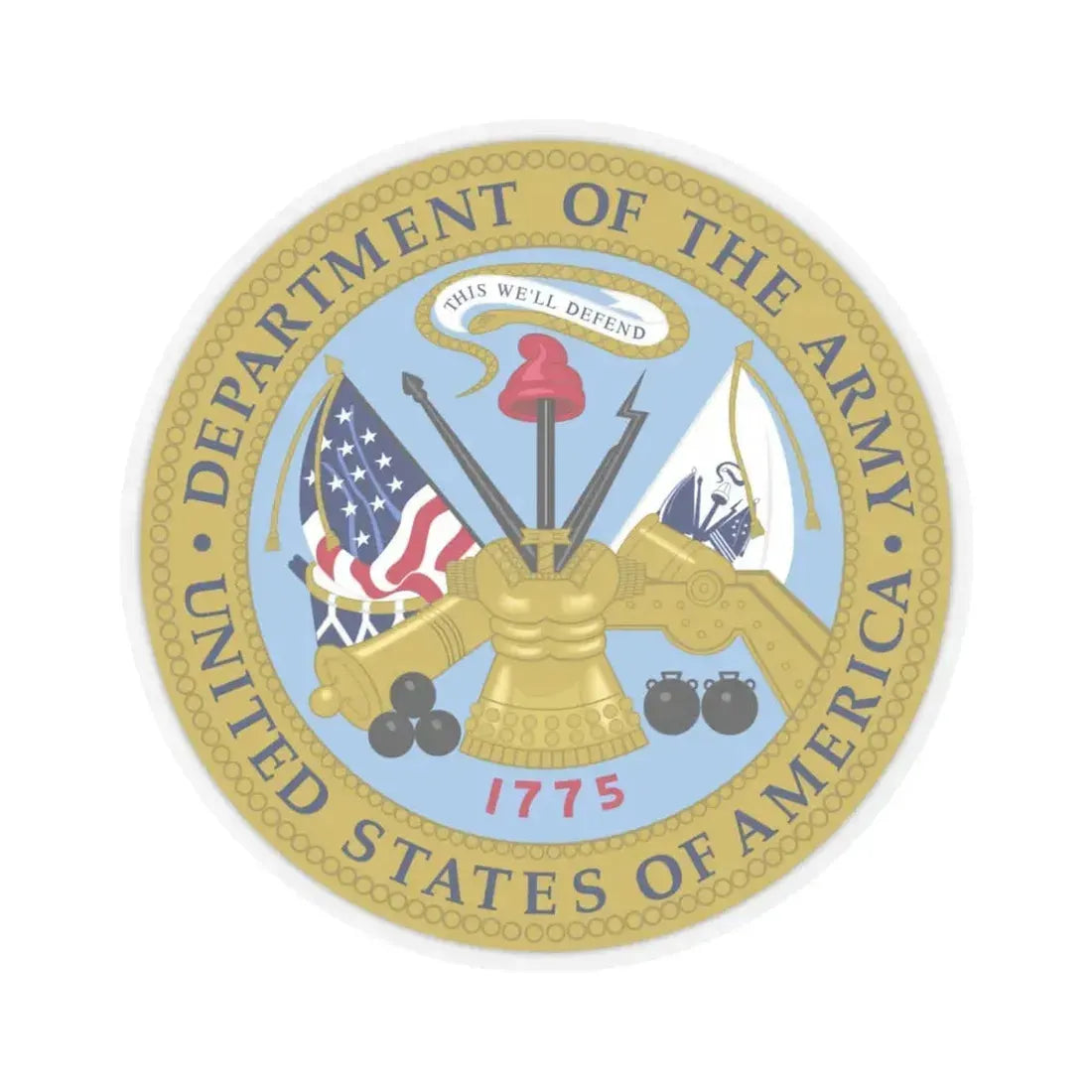 Emblem of the United States Department of the Army - STICKER Vinyl Kiss-Cut Decal 4 Inch Transparent - The Sticker Space