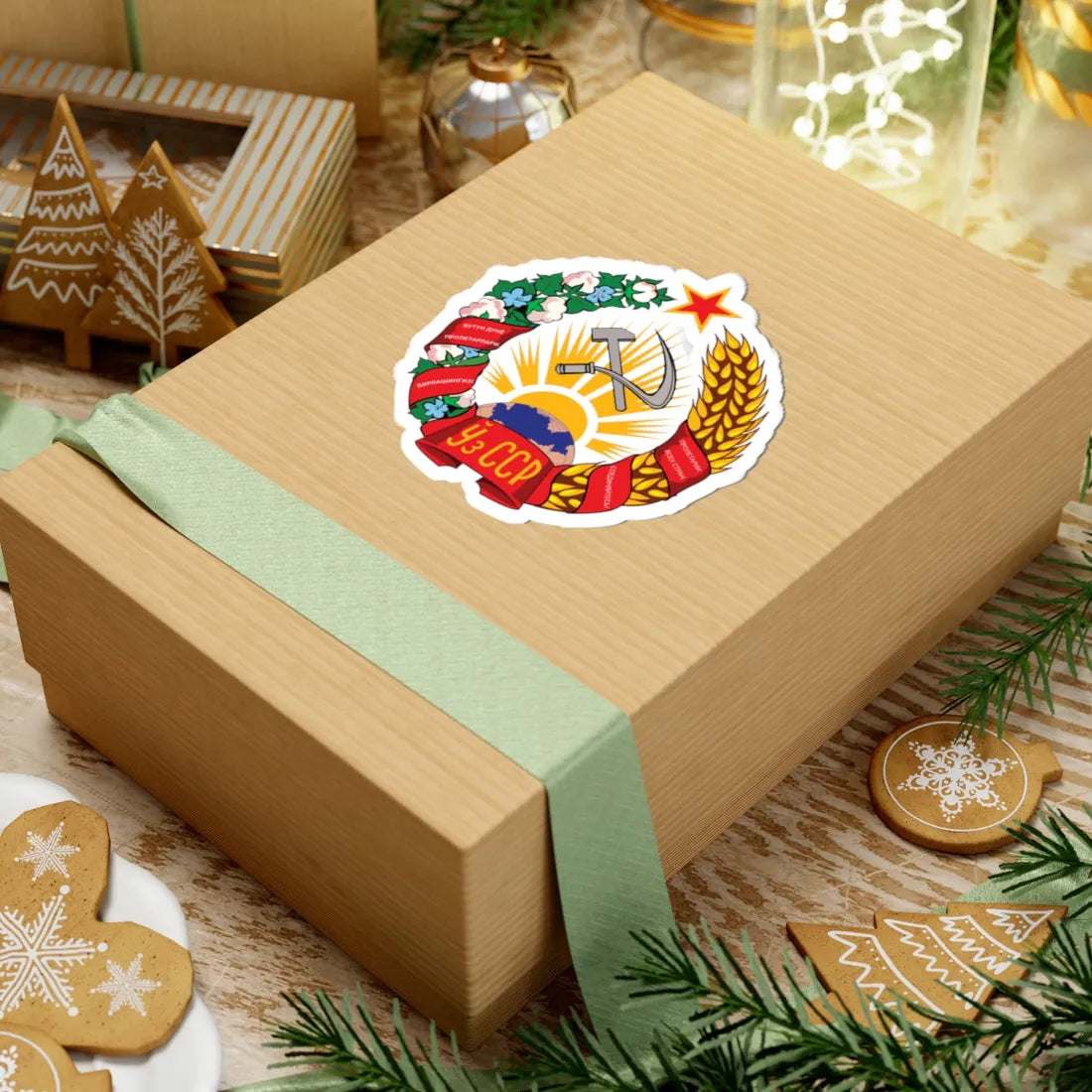 Emblem of the Uzbek SSR 1947 (Soviet Union) (Coat of Arms) STICKER Vinyl Kiss-Cut Decal - The Sticker Space