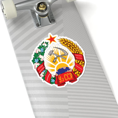 Emblem of the Uzbek SSR 1947 (Soviet Union) (Coat of Arms) STICKER Vinyl Kiss-Cut Decal - The Sticker Space