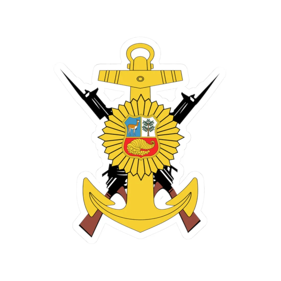 Emblema de la Infantería Marina del Perú (Peru) (Coat of Arms) STICKER Vinyl Kiss-Cut Decal 2 Inch White - The Sticker Space