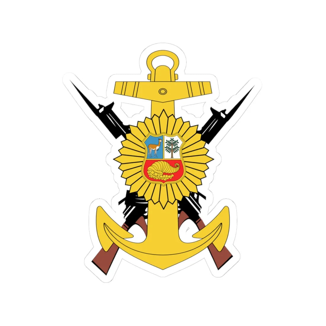 Emblema de la Infantería Marina del Perú (Peru) (Coat of Arms) STICKER Vinyl Kiss-Cut Decal 3 Inch White - The Sticker Space