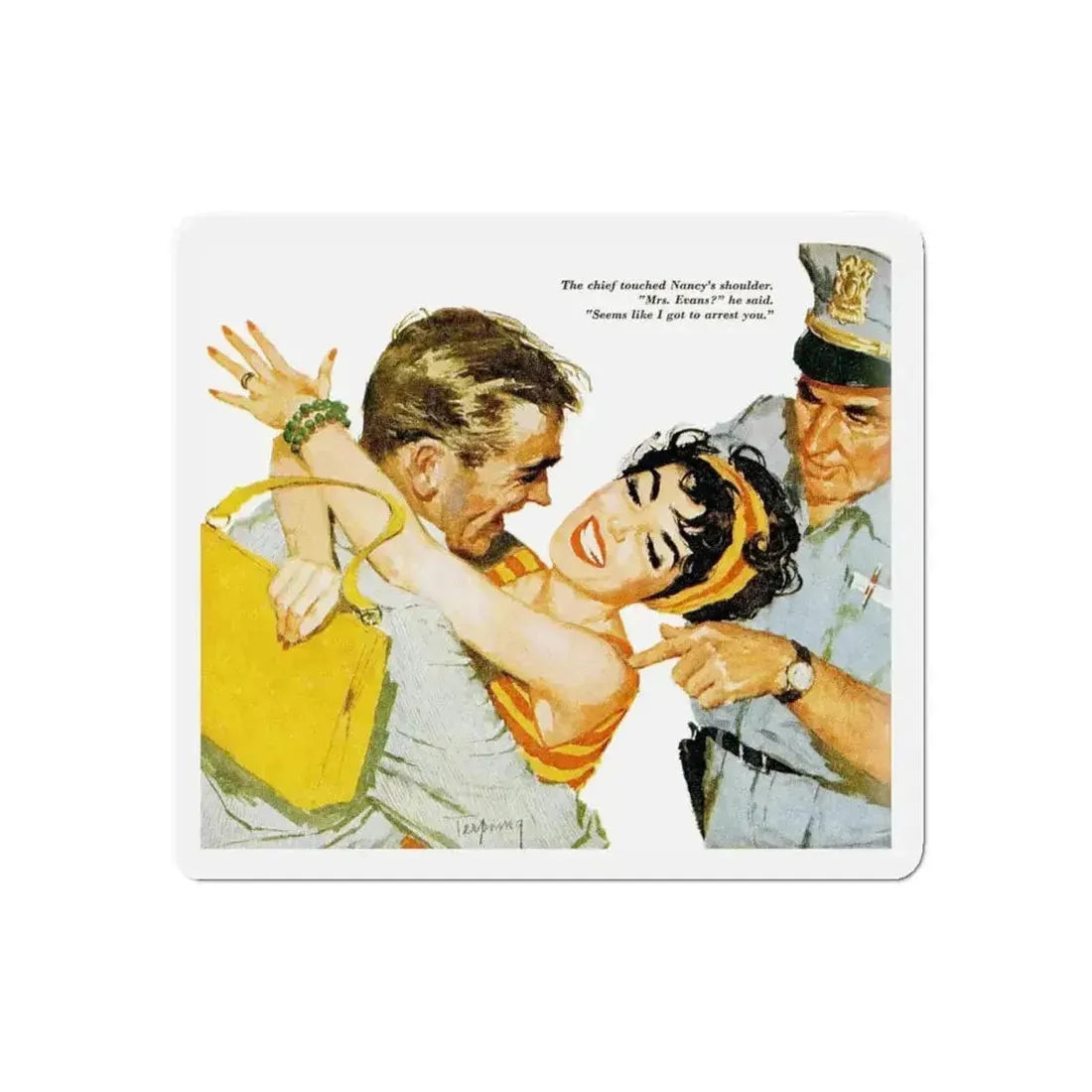 Emergency Message, Redbook, September 1958 (Magazine Illustration) Refrigerator Magnet - The Sticker Space