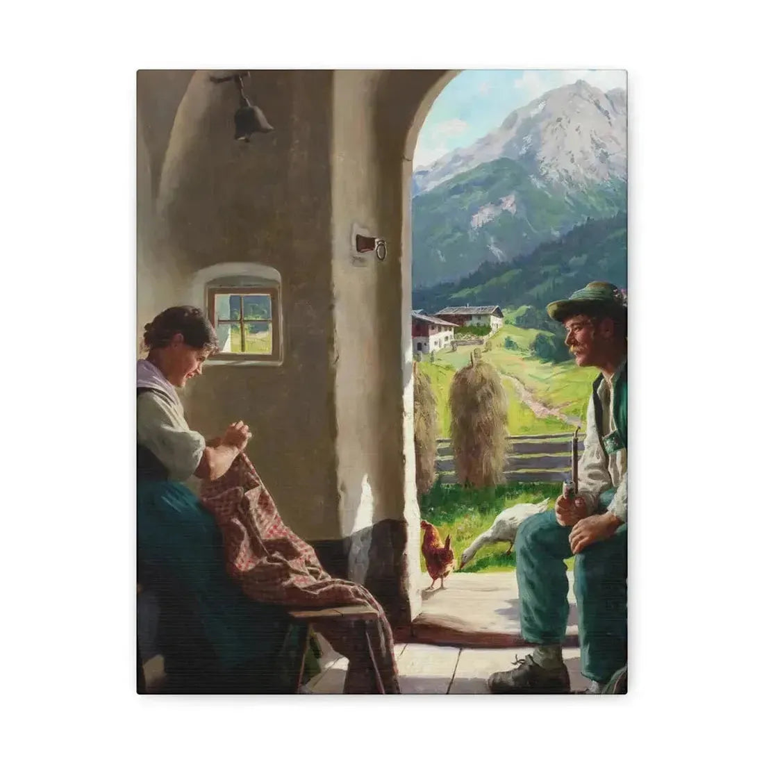 Emil Rau (1858-1897) A Conversation - Canvas Wall Art 11″ x 14″ 1.25" - The Sticker Space