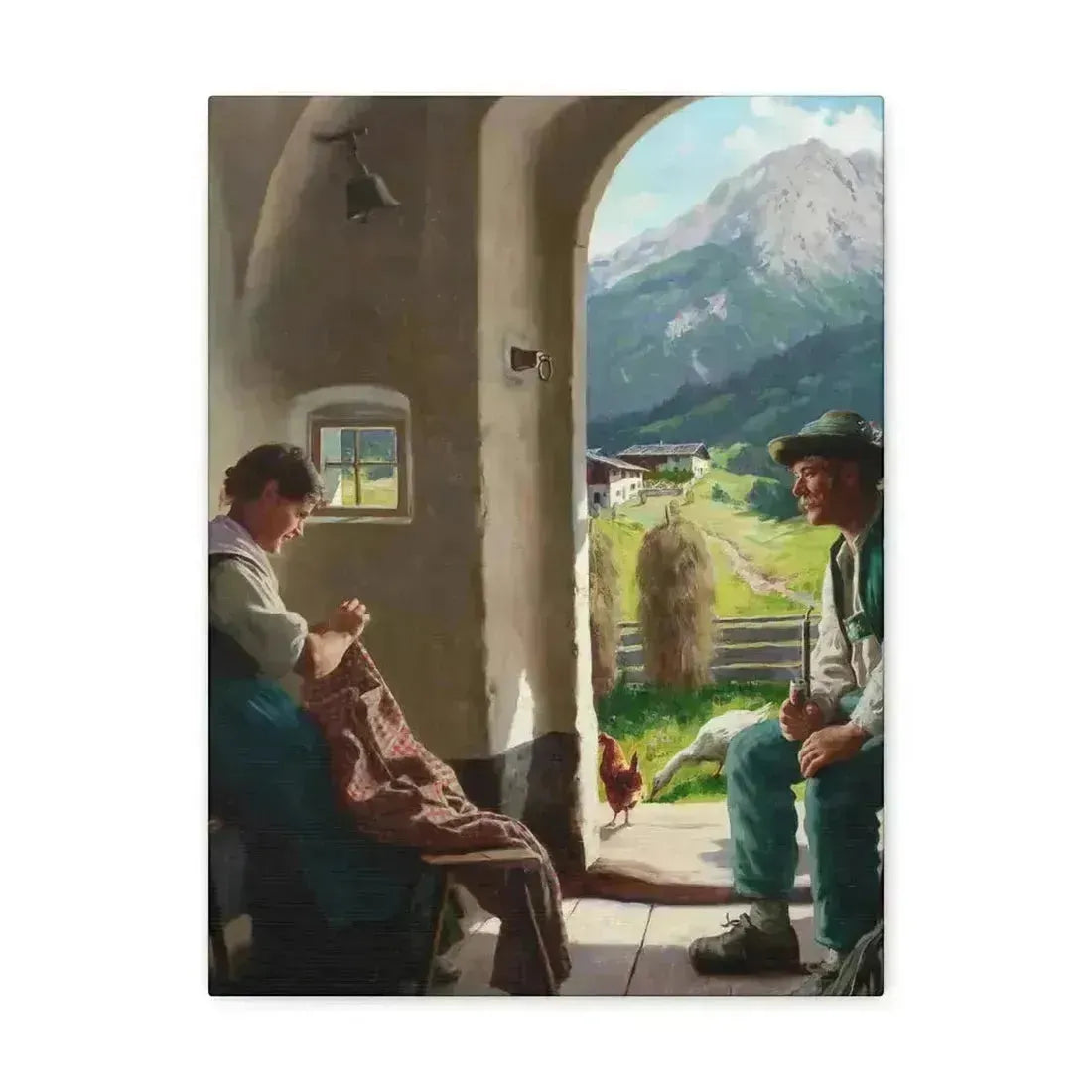 Emil Rau (1858-1897) A Conversation - Canvas Wall Art 12″ x 16″ 1.25" - The Sticker Space