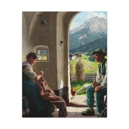 Emil Rau (1858-1897) A Conversation - Canvas Wall Art 16″ x 20″ 1.25" - The Sticker Space