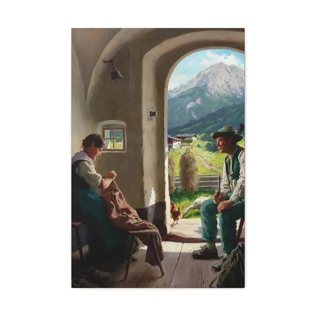 Emil Rau (1858-1897) A Conversation - Canvas Wall Art 20″ x 30″ 1.25" - The Sticker Space