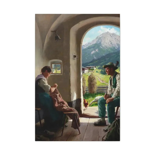 Emil Rau (1858-1897) A Conversation - Canvas Wall Art 24″ x 36″ 1.25" - The Sticker Space