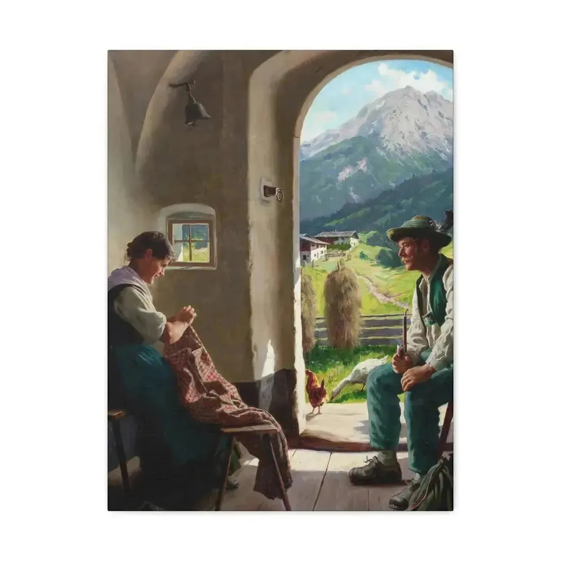 Emil Rau (1858-1897) A Conversation - Canvas Wall Art - The Sticker Space