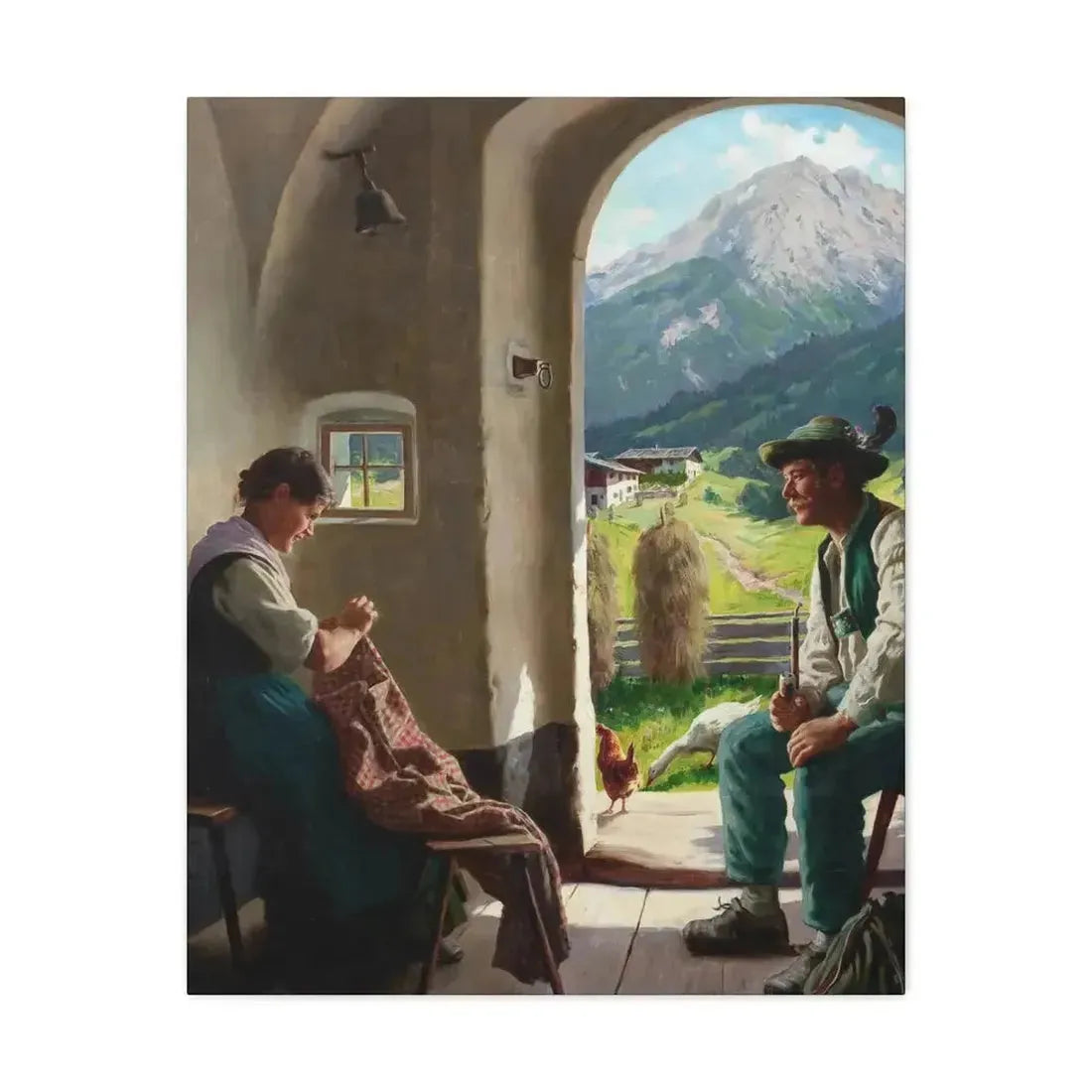 Emil Rau (1858-1897) A Conversation - Canvas Wall Art - The Sticker Space