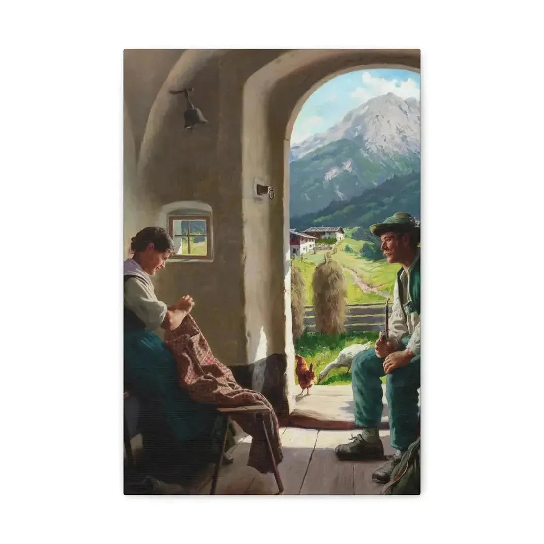 Emil Rau (1858-1897) A Conversation - Canvas Wall Art - The Sticker Space