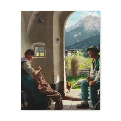 Emil Rau (1858-1897) A Conversation - Canvas Wall Art - The Sticker Space