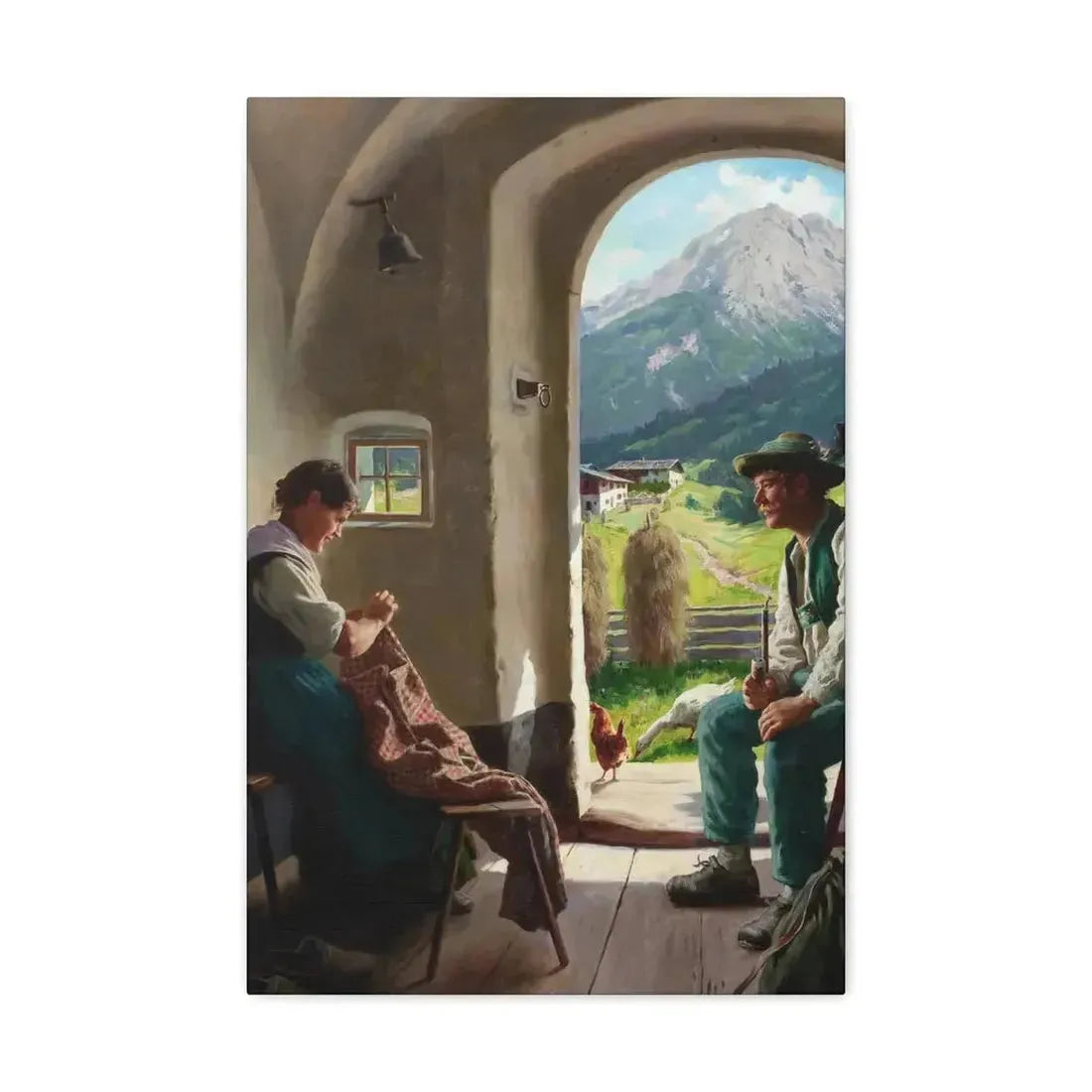 Emil Rau (1858-1897) A Conversation - Canvas Wall Art - The Sticker Space