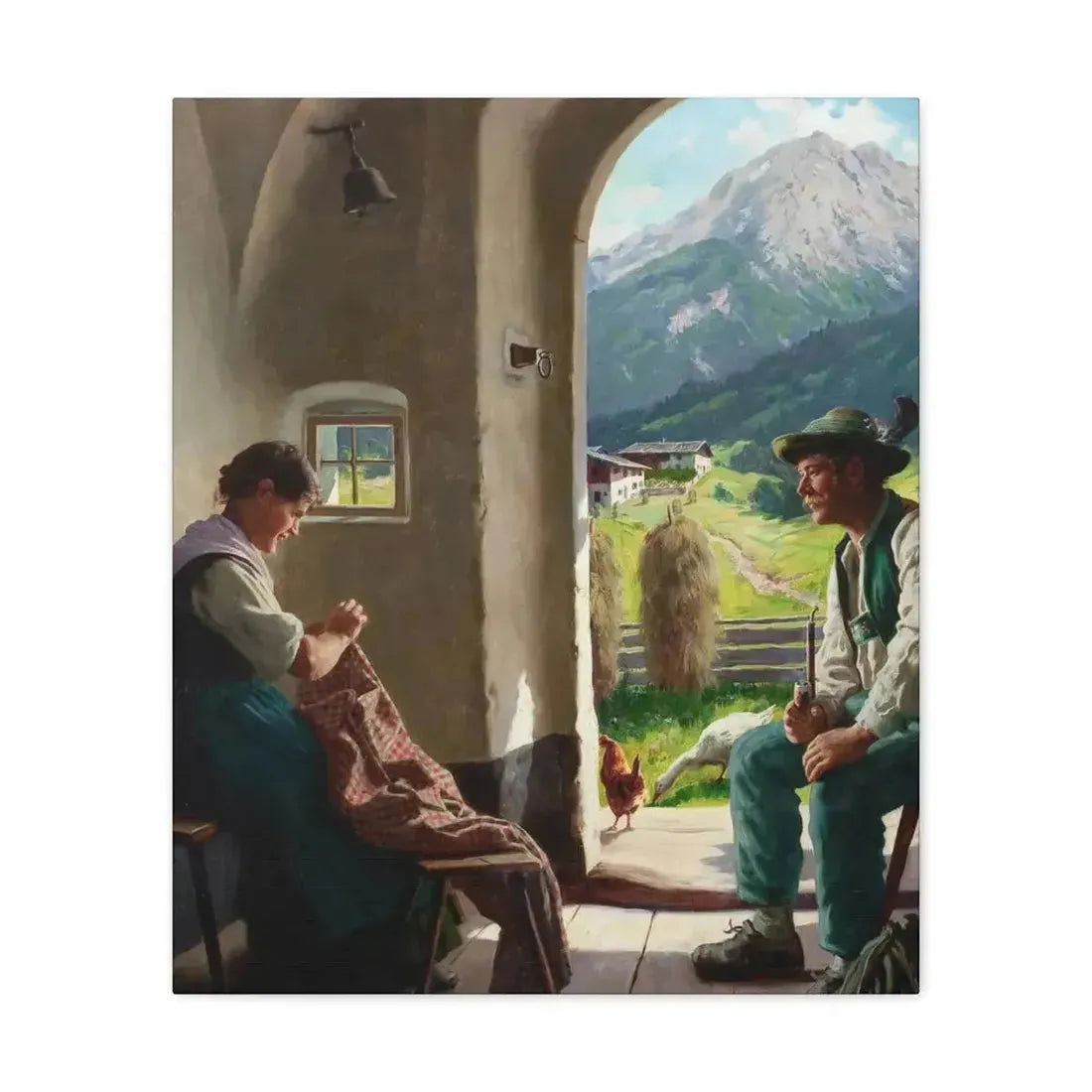 Emil Rau (1858-1897) A Conversation - Canvas Wall Art - The Sticker Space