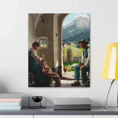 Emil Rau (1858-1897) A Conversation - Canvas Wall Art - The Sticker Space