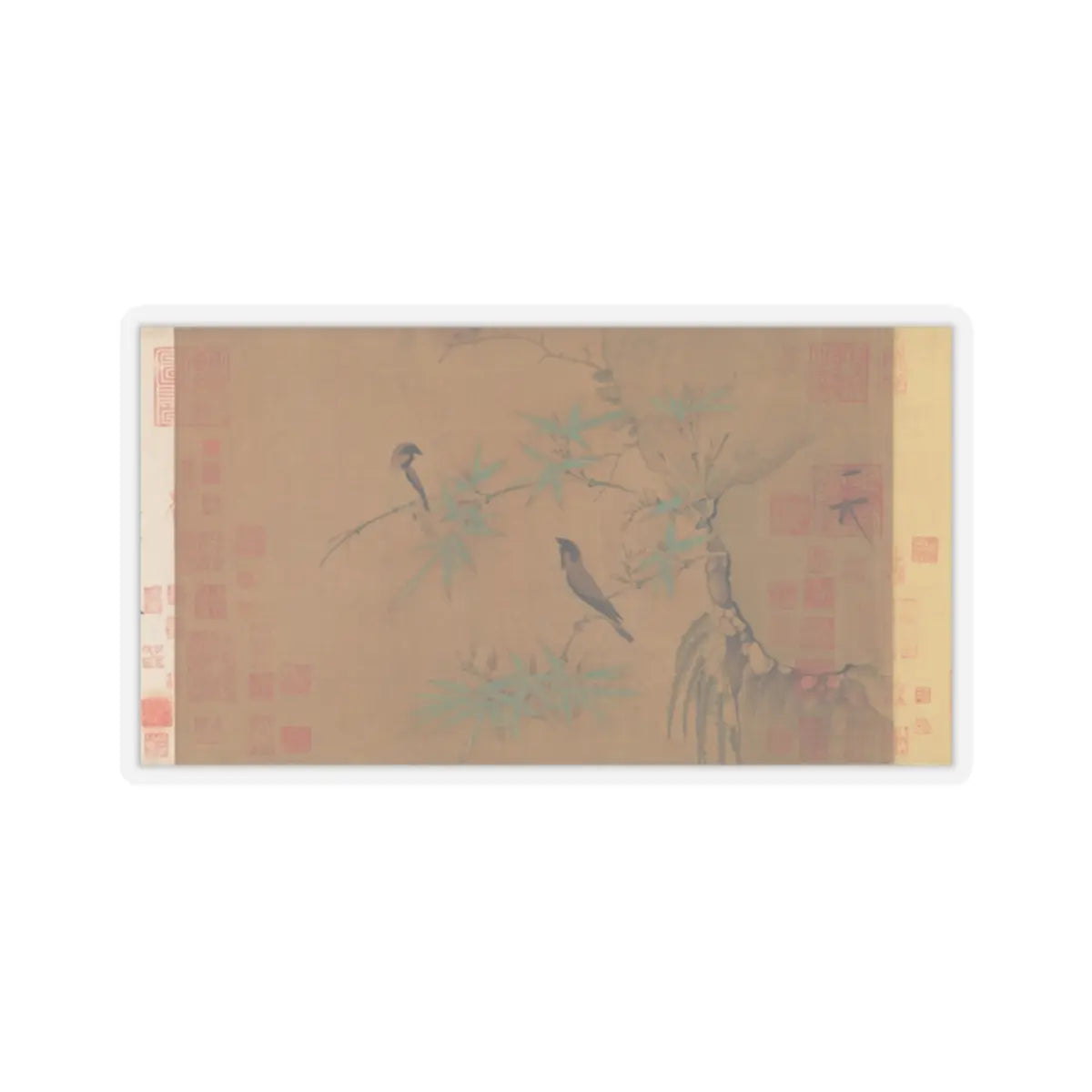 Emperor Huizong - Finches and bamboo - early 12th century v1 - STICKER Vinyl Kiss-Cut Decal