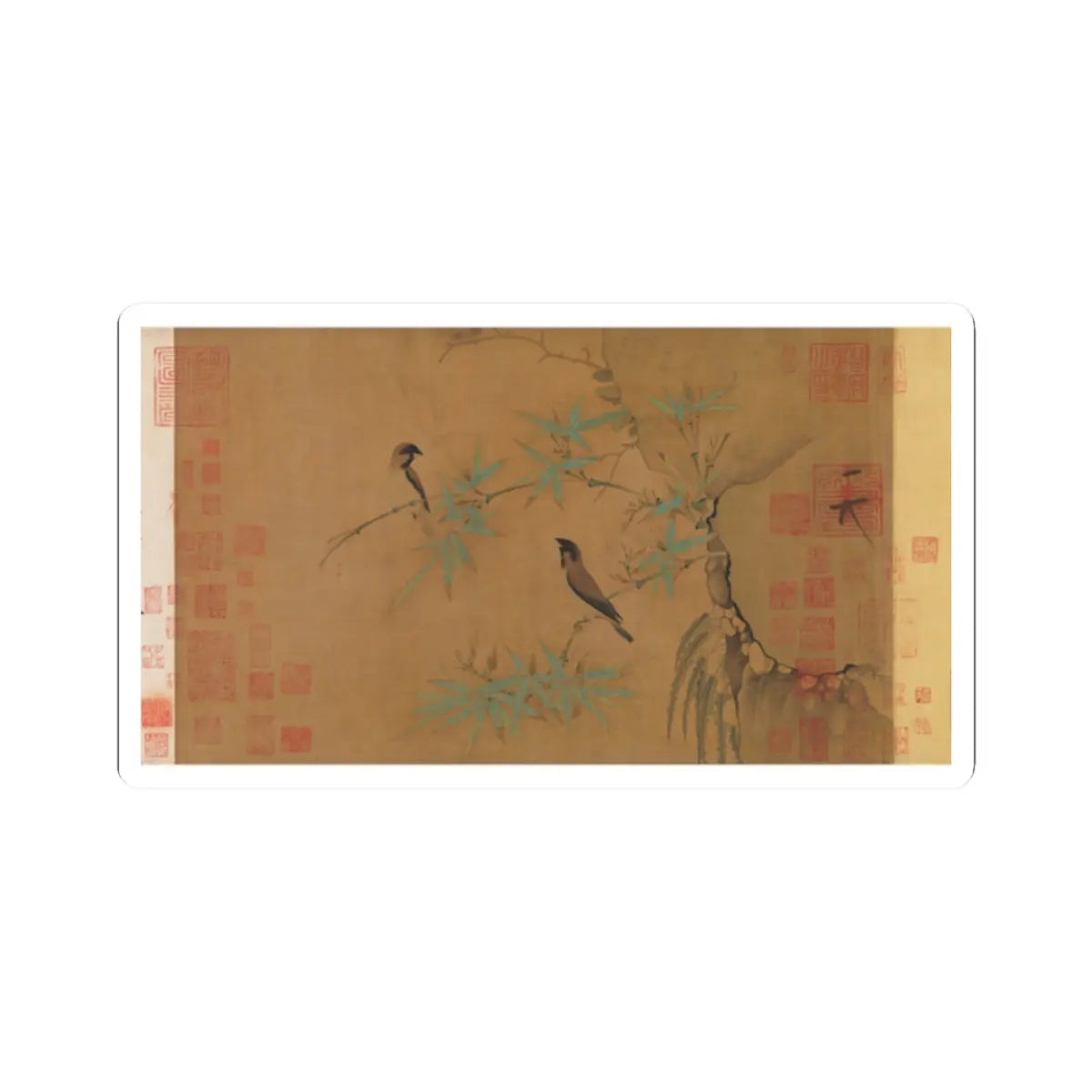 Emperor Huizong - Finches and bamboo - early 12th century v1 - STICKER Vinyl Kiss-Cut Decal