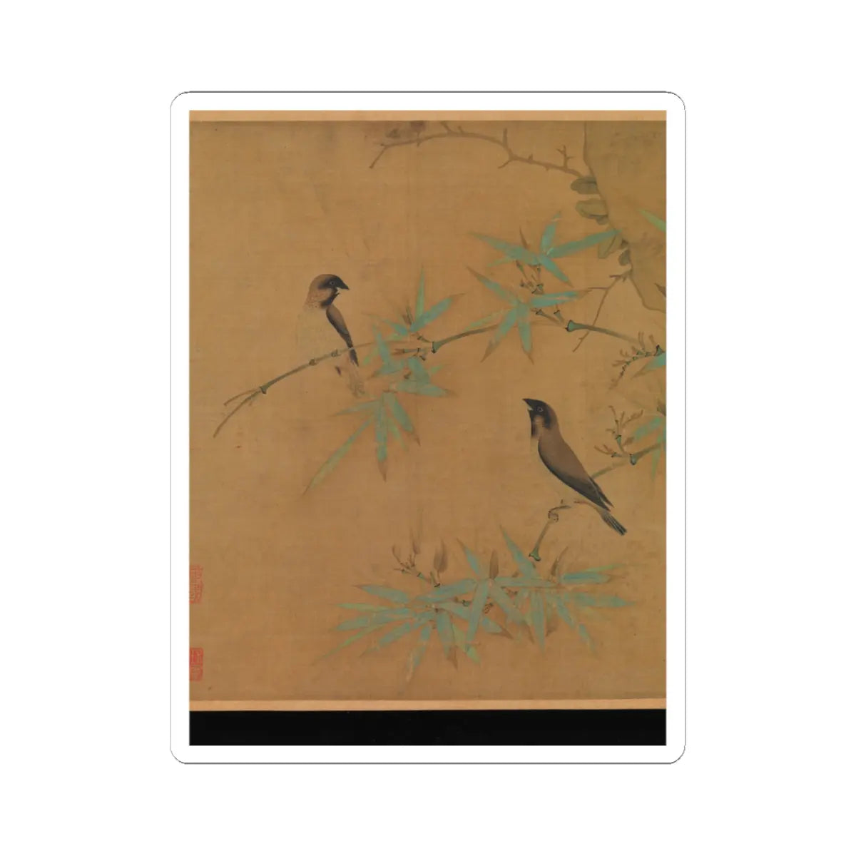 Emperor Huizong - Finches and bamboo - early 12th century v11 - STICKER Vinyl Kiss-Cut Decal