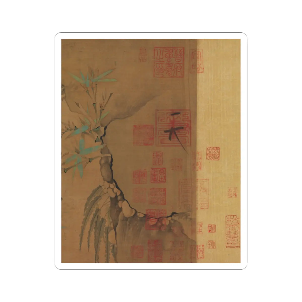 Emperor Huizong - Finches and bamboo - early 12th century v13 - STICKER Vinyl Kiss-Cut Decal