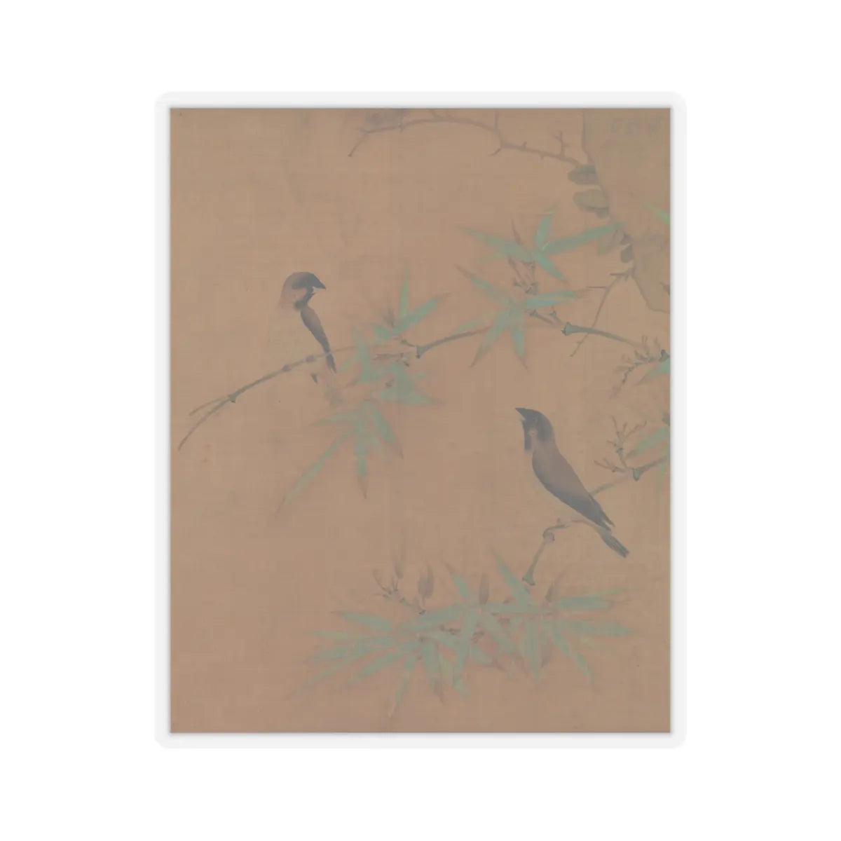 Emperor Huizong - Finches and bamboo - early 12th century v14 - STICKER Vinyl Kiss-Cut Decal