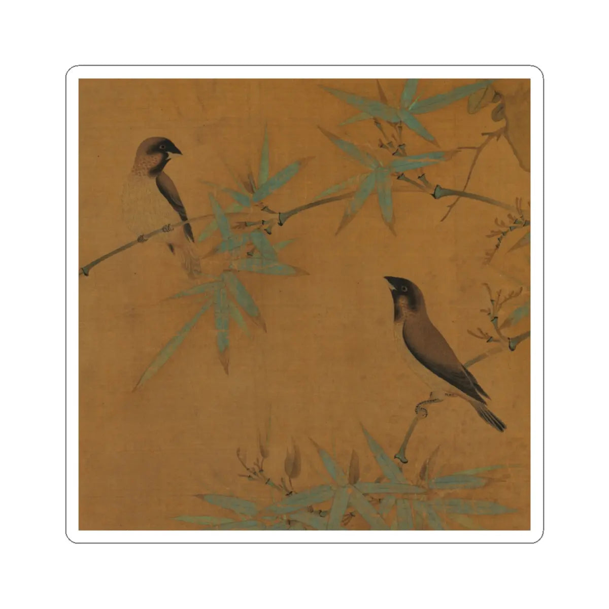 Emperor Huizong - Finches and bamboo - early 12th century v16 - STICKER Vinyl Kiss-Cut Decal