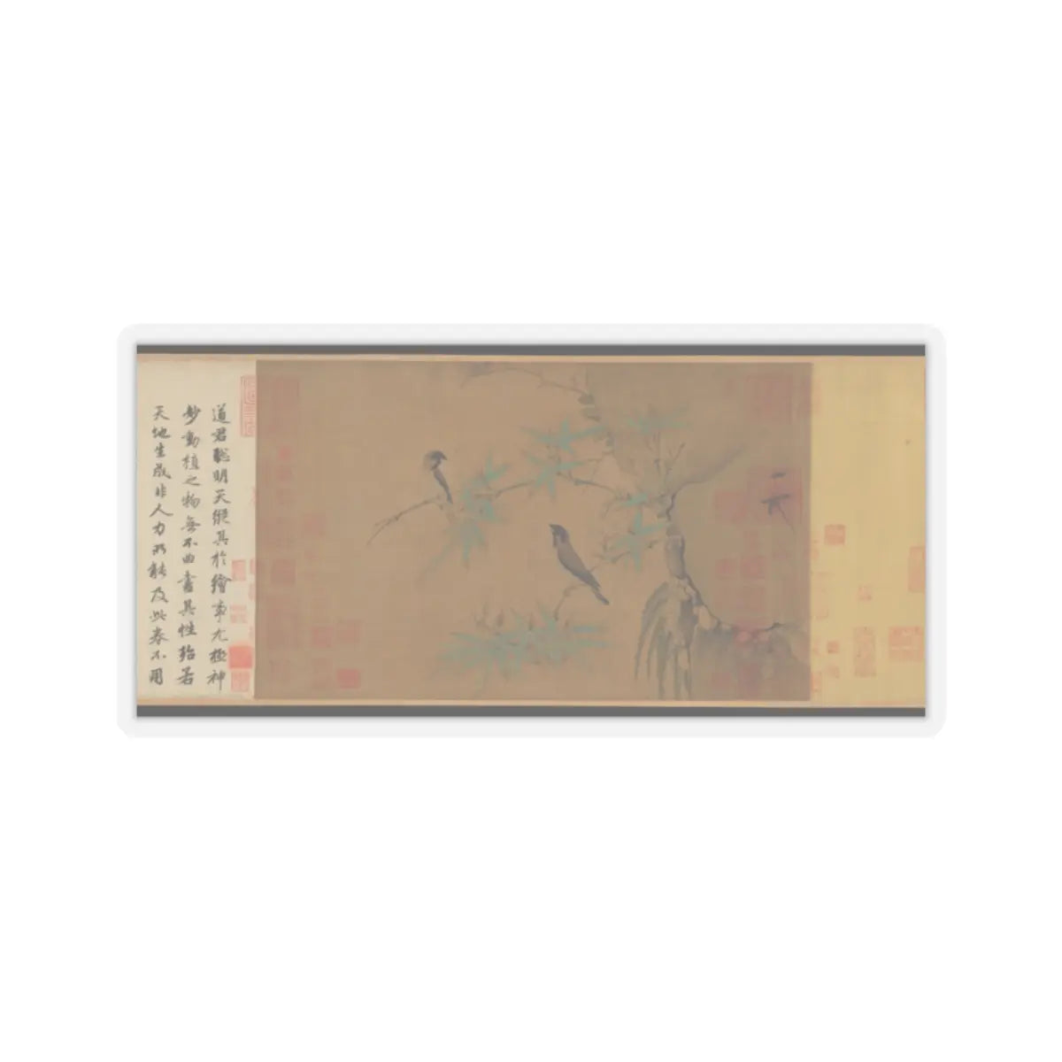 Emperor Huizong - Finches and bamboo - early 12th century v3 - STICKER Vinyl Kiss-Cut Decal