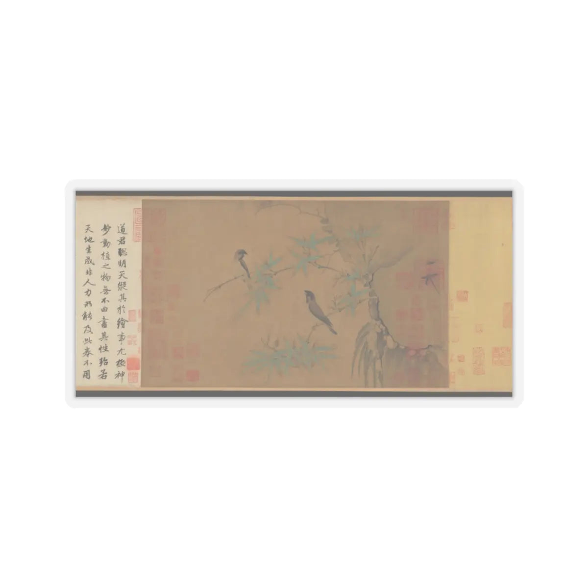 Emperor Huizong - Finches and bamboo - early 12th century v3 - STICKER Vinyl Kiss-Cut Decal
